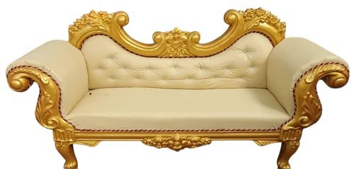 Teak Wood 2 Seater Cream Wedding Couch