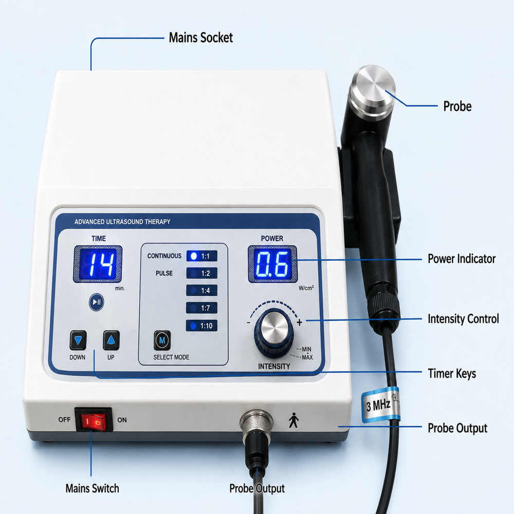 3 MHz Ultrasound Therapy Machine | Digital Physiotherapy Pain Relief Equipment for Home & Clinic Use