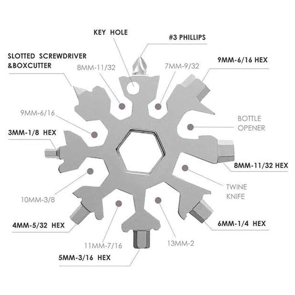 Durable 18-in-1 Snowflake Multi-Tool Bottle Opener & Screwdriver Wrench Kit