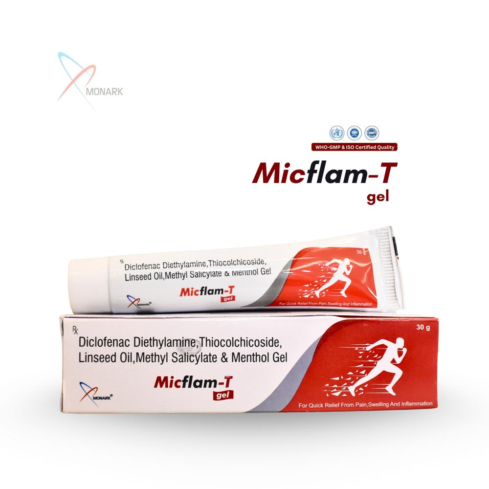 Diclofenac Dimethylamine, Methyl Salicylate, Thiocolchicoside Virgin Linseed Oil And Menthol Gel - Brand Name: Micflam-t
