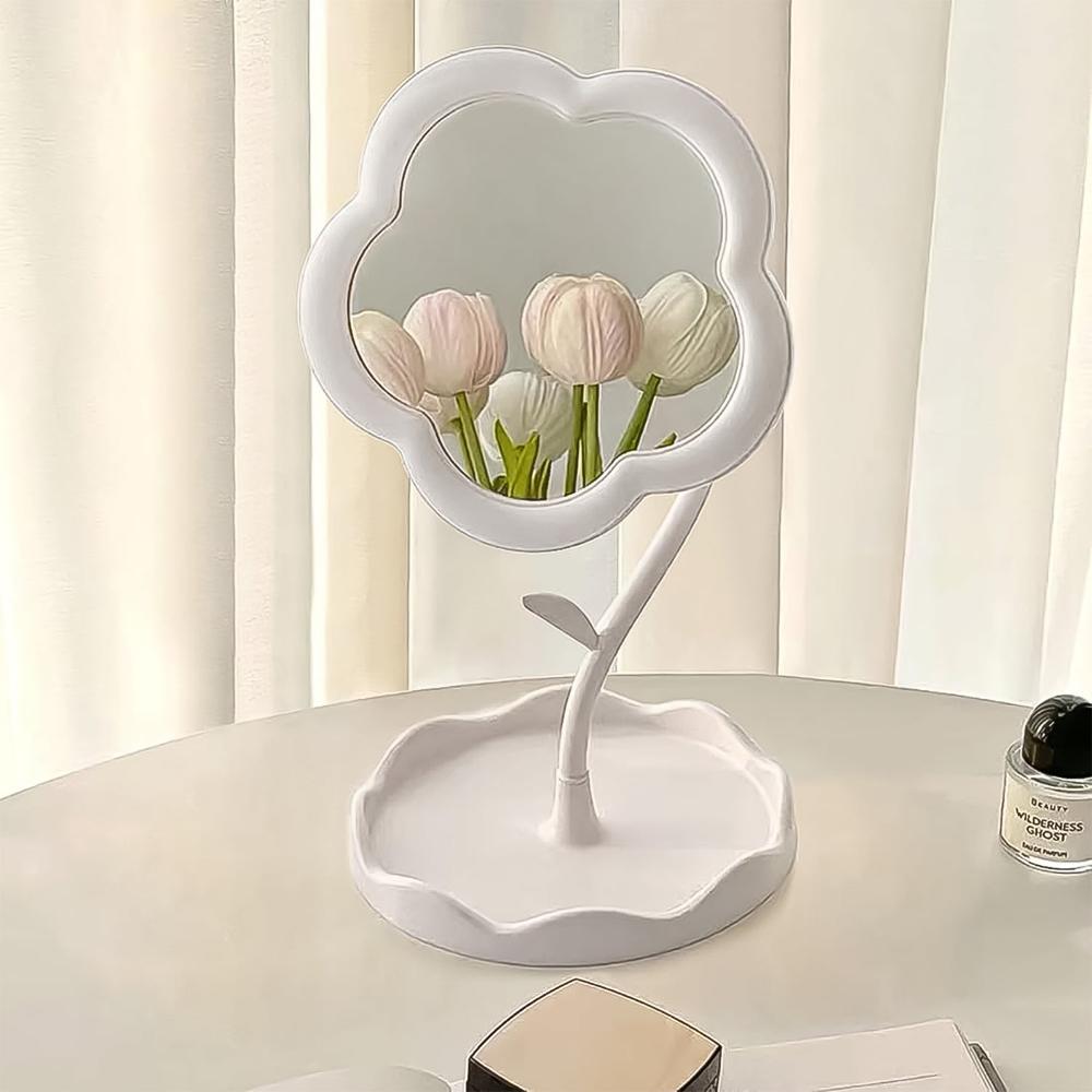 Flower-shaped Makeup Mirror, Rotatable Makeup Mirror With Tray Table Vanity - Age Group: As Per Product Requirement