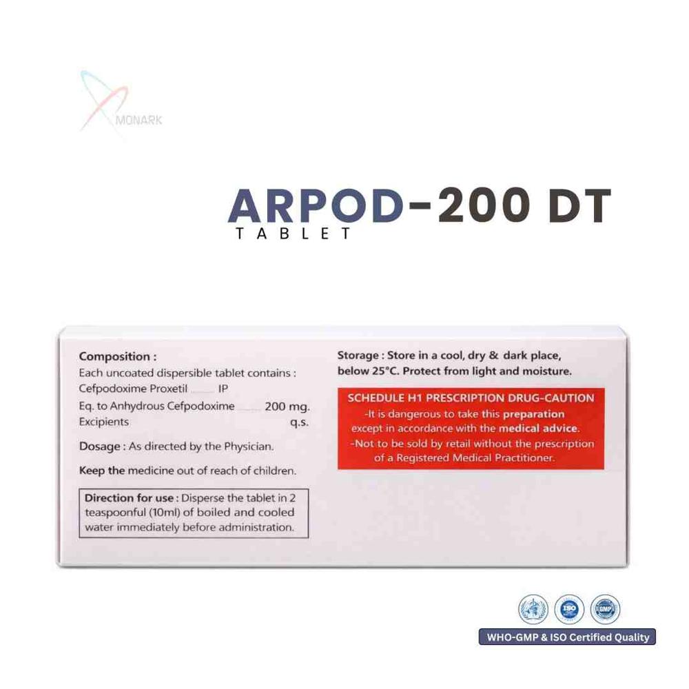 Cefpodoxime Proxetil Dispersible Tablets IP 200 Mg