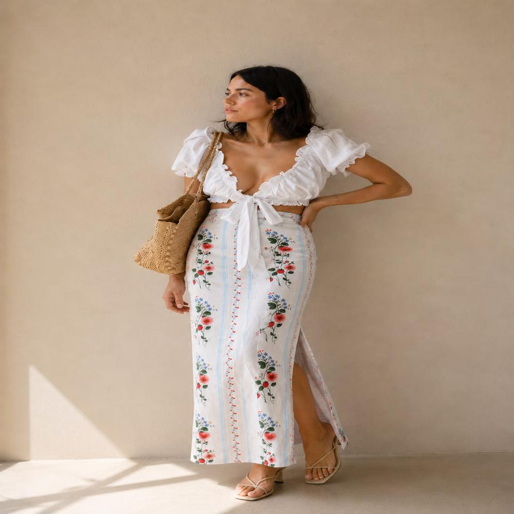 Roseveil Floral Slit Skirt