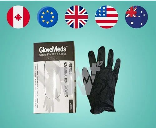 Glovemeds Examination Nitrile Gloves Black - Xsmall Pack of 100