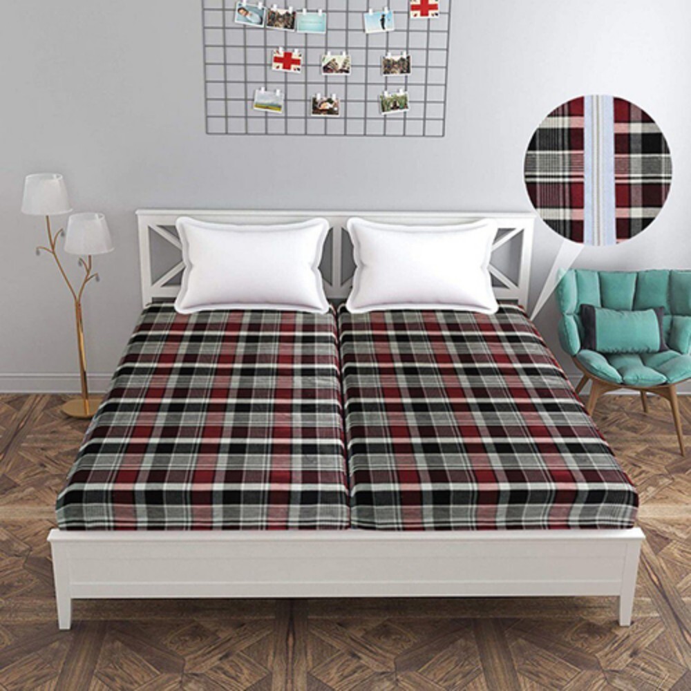 Mattress Cover (Tulsi Check Zipped )