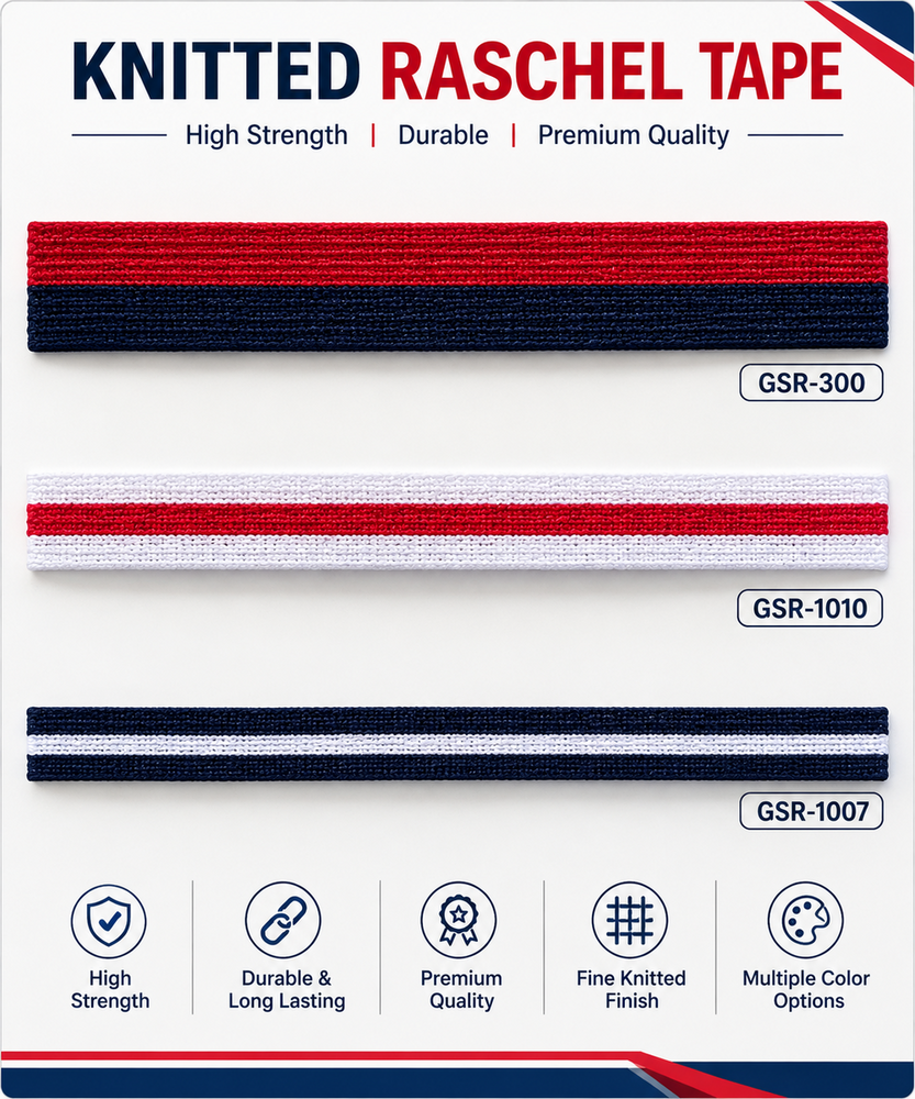 Raschel Knitted Tape - Color: Available In Multiple Colors