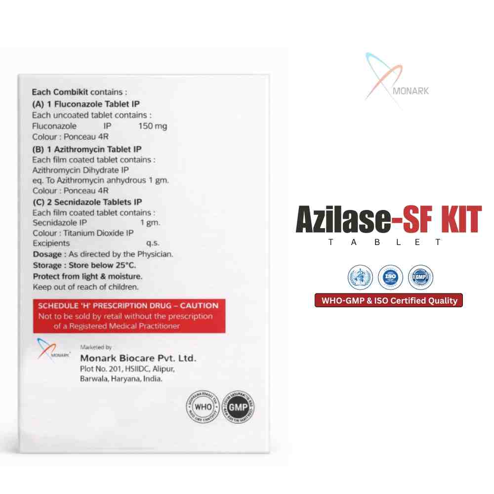 Combikit Of Fluconazole , Azithromycin And Secridazole Tablets - Brand Name: Azilase-sf