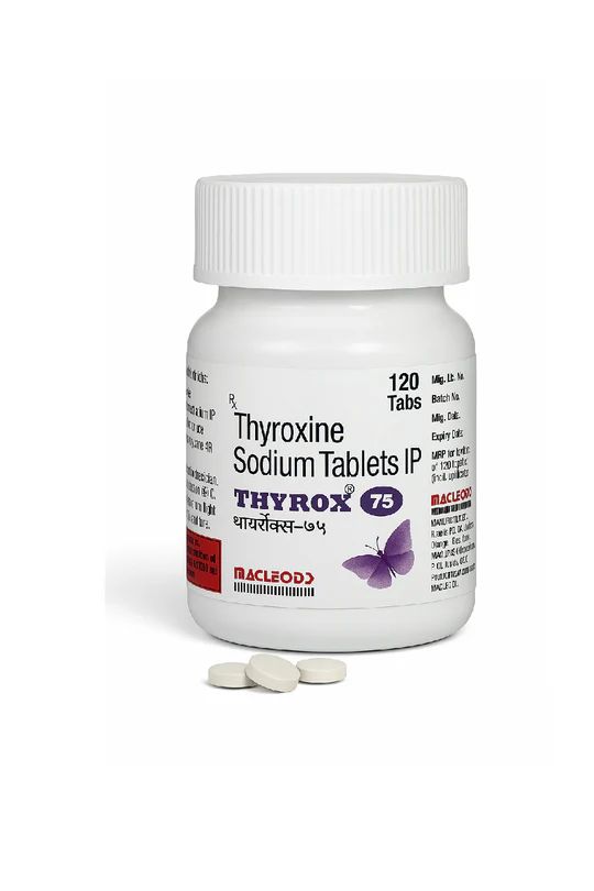 Thyrox 75Mcg (Thyroxine Sodium) - Ingredients: Prescription-Only Thyroid Hormone Tablet
Contains Thyroxine Sodium Ip 75 Mcg
Used For Management Of Hypothyroidism
Supports Metabolism And Energy Regulation
Manufactured By Macleods Pharmaceuticals
Bottle Pack Of 120 Tablets