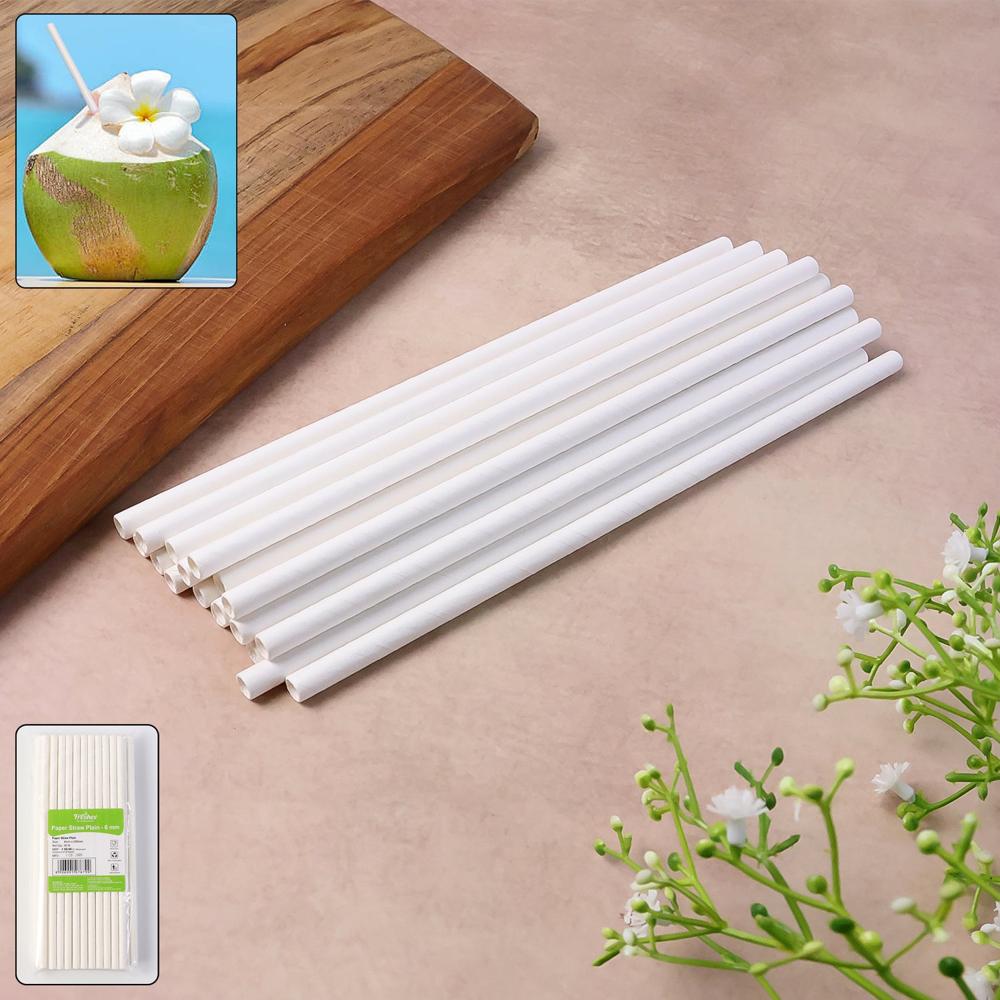 Paper Straw Plain 6 mm Diameter, 200 mm Length, 50 Pcs Pack
