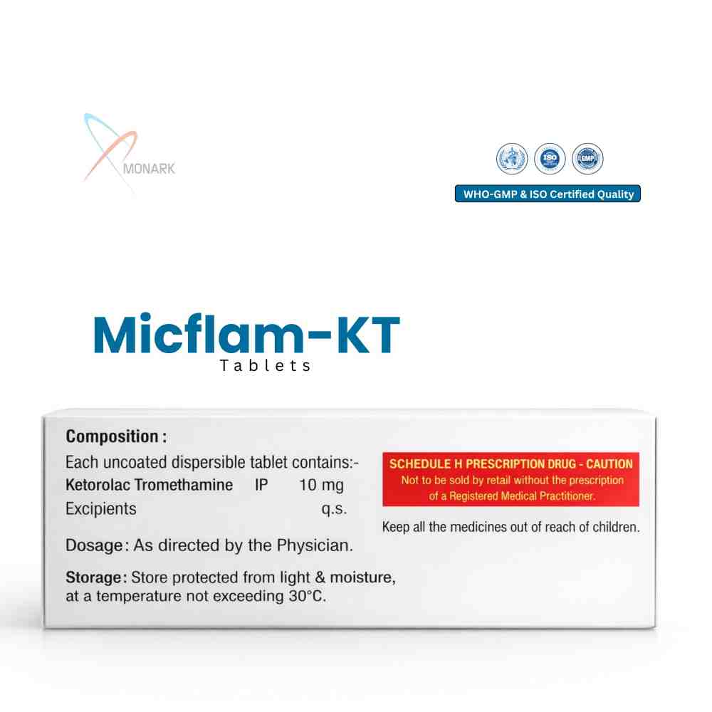 Ketorolac Tromethamine Dispersible Tablets - Brand Name: Micflam-kt