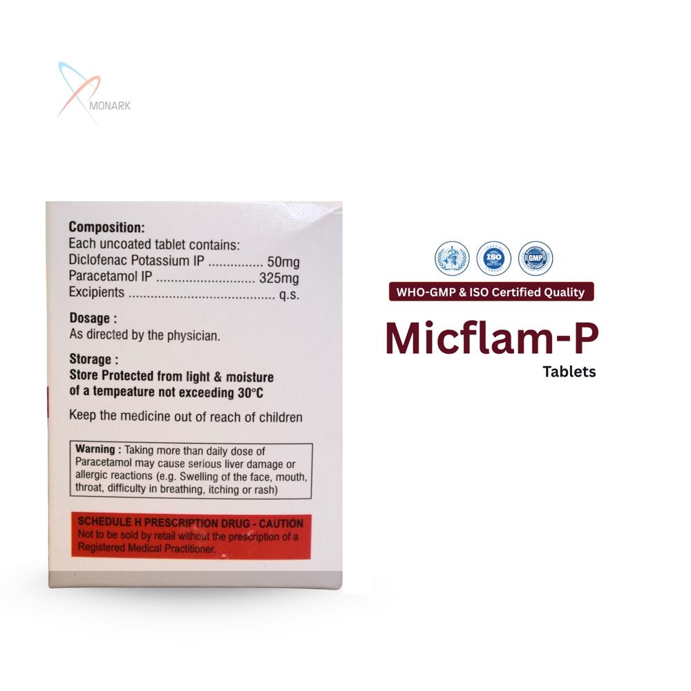 Diclofenac Potassium And Paracetamol Tablets - Brand Name: Micflam-p