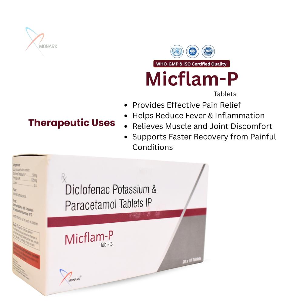Diclofenac Potassium And Paracetamol Tablets - Brand Name: Micflam-p