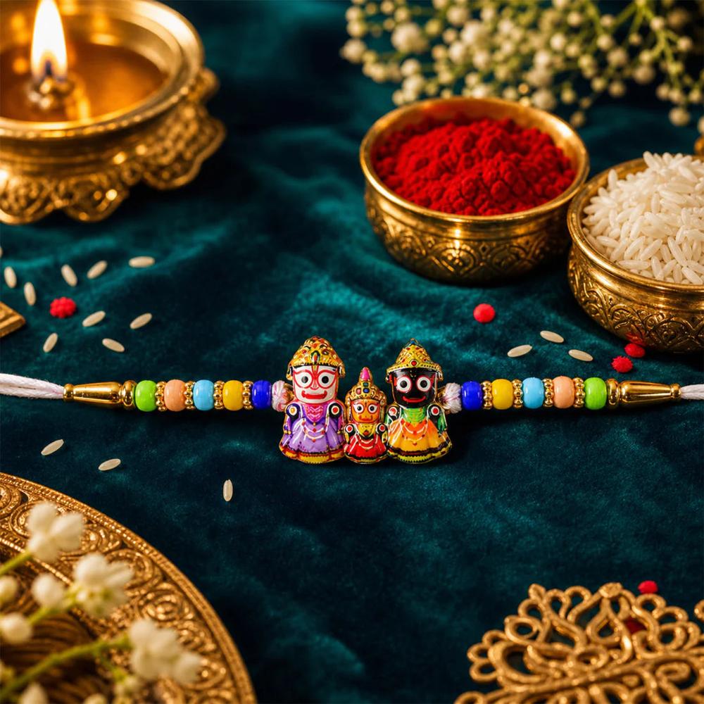 Jagannath Rakhi - Sacred Balabhadra Subhadra Trio for Brother
