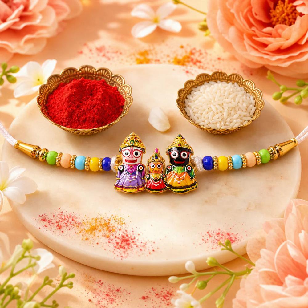 Jagannath Rakhi - Sacred Balabhadra Subhadra Trio for Brother