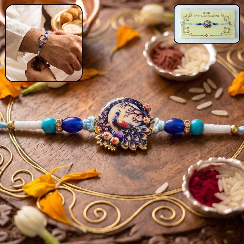 Rakhi - Royal Mughal Peacock Designer Charm for Brother