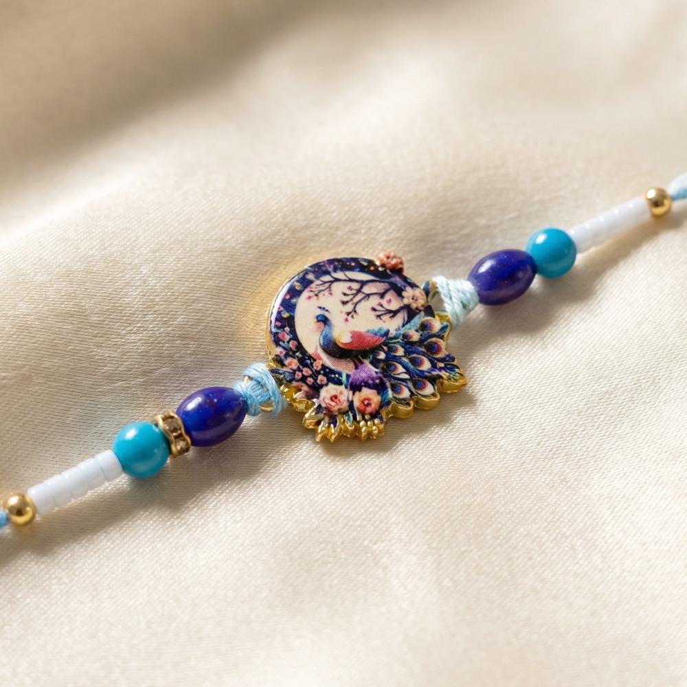 Rakhi - Royal Mughal Peacock Designer Charm for Brother