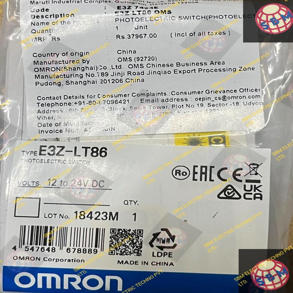 OMRON PHOTOELECTRIC SENSOR 12 TO 24VDC, E3Z-LT86