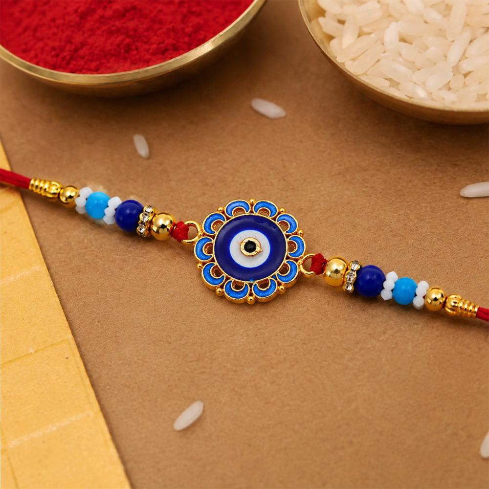 Evil Eye Rakhi - Protective Blue Beads for Brother