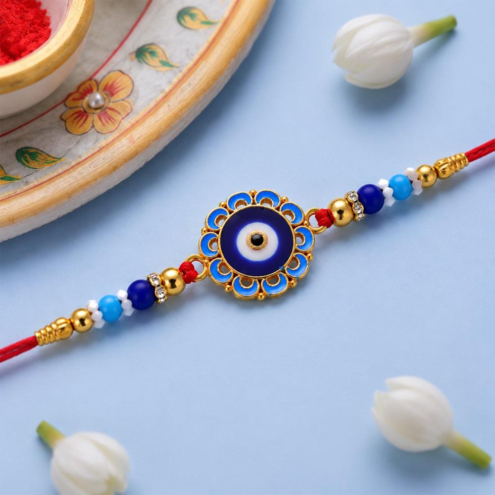Evil Eye Rakhi - Protective Blue Beads for Brother