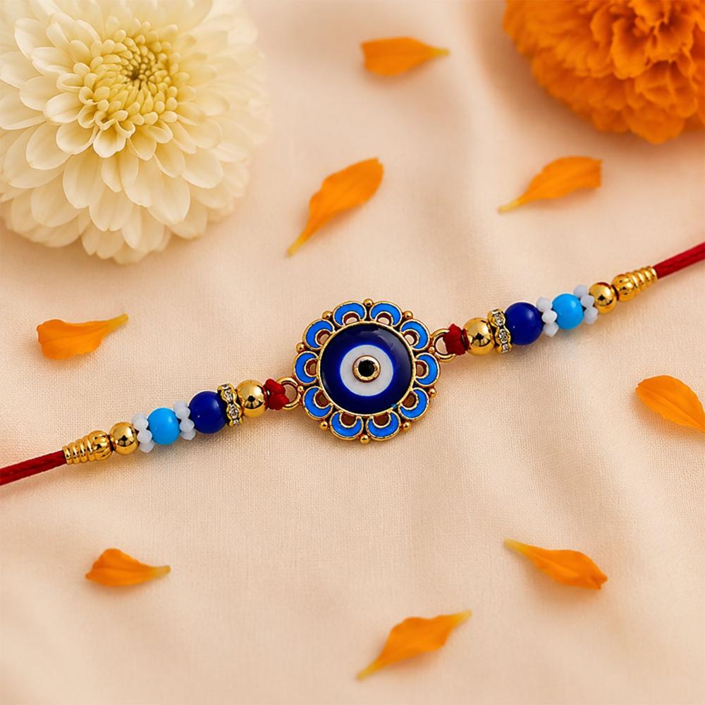 Evil Eye Rakhi - Protective Blue Beads for Brother