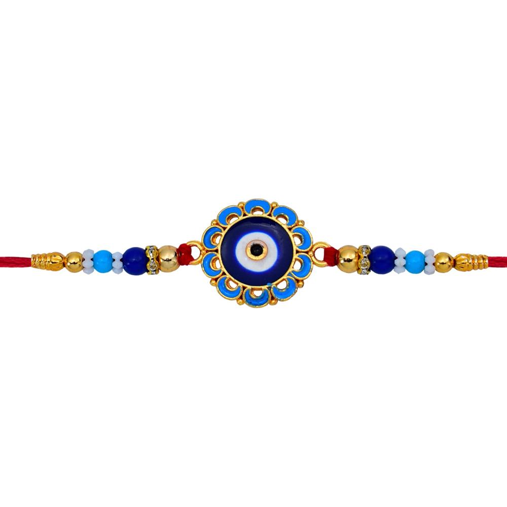 Evil Eye Rakhi - Protective Blue Beads for Brother