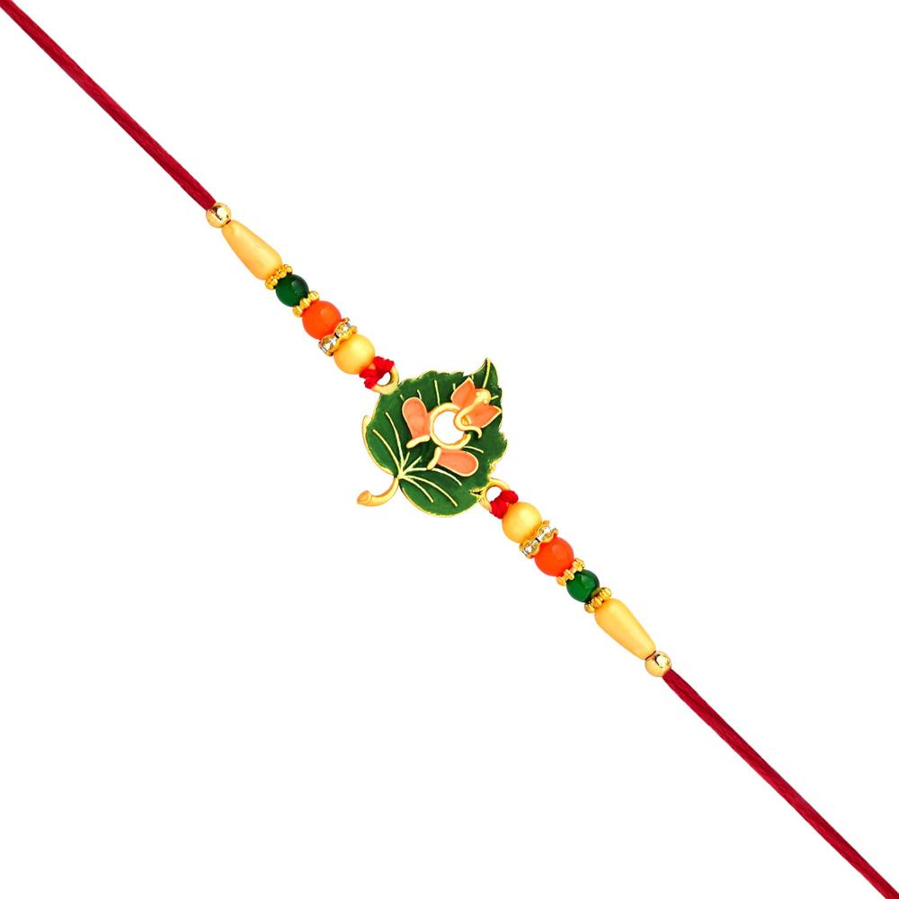 Tulsi Leaf Rakhi - Spiritual Blessings & Beaded Design