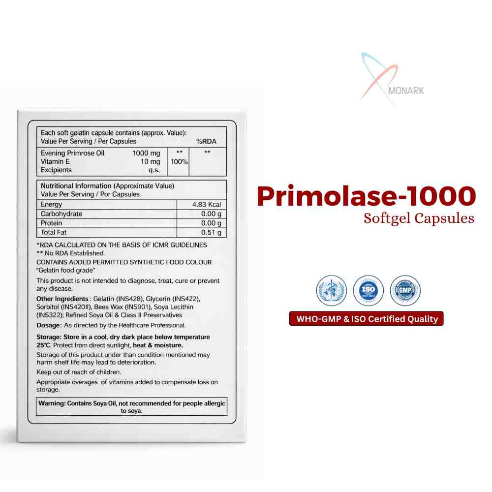 Evening Primrose Oil Softgel Capsules - Brand Name: Primos-1000