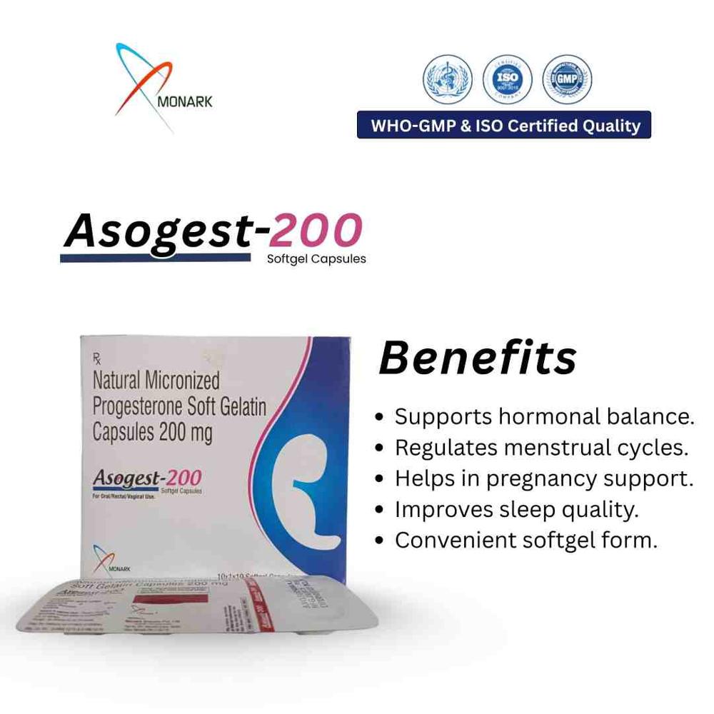 Natural Micronized Progesterone Softgel Capsules - Brand Name: Asogest-200