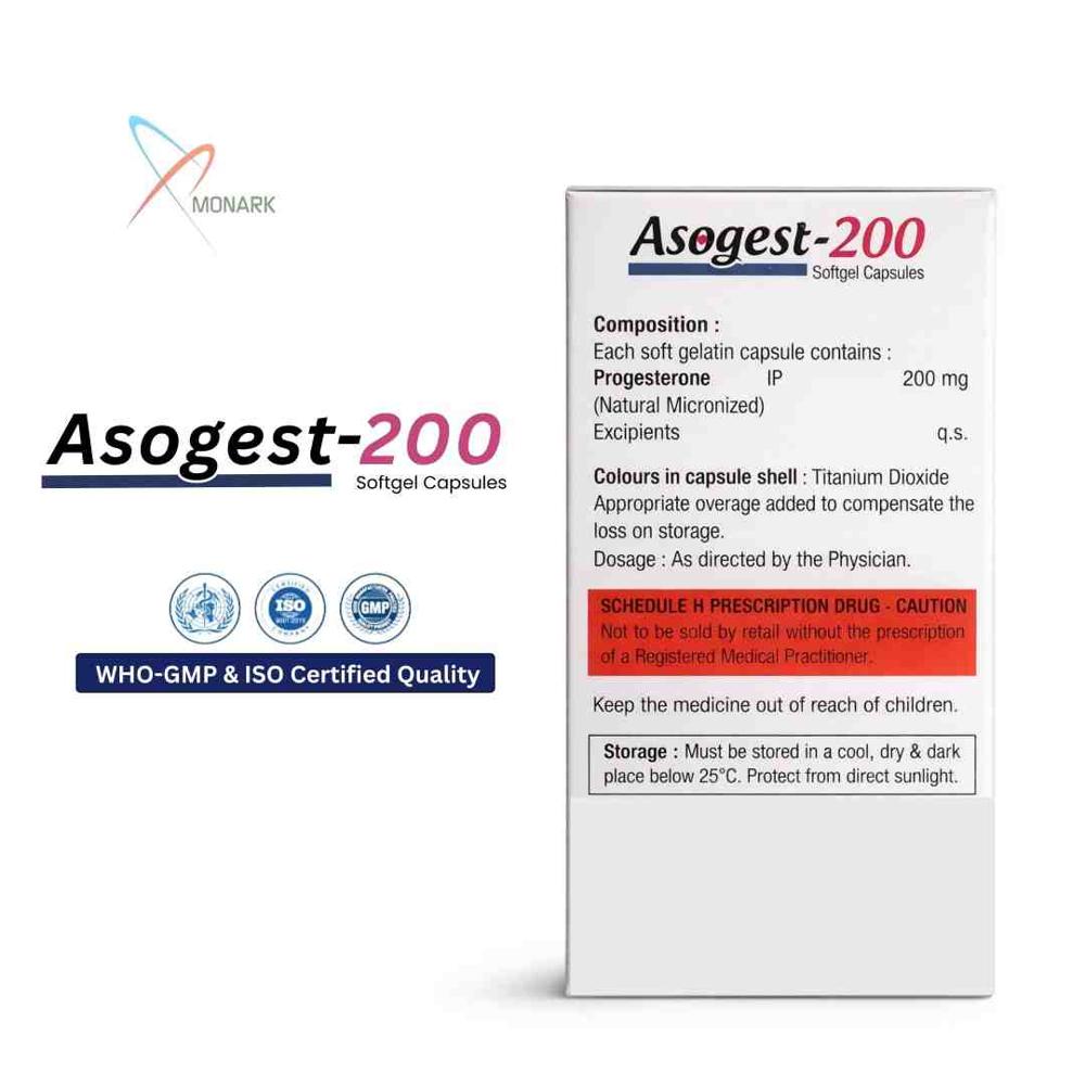 Natural Micronized Progesterone Softgel Capsules - Brand Name: Asogest-200