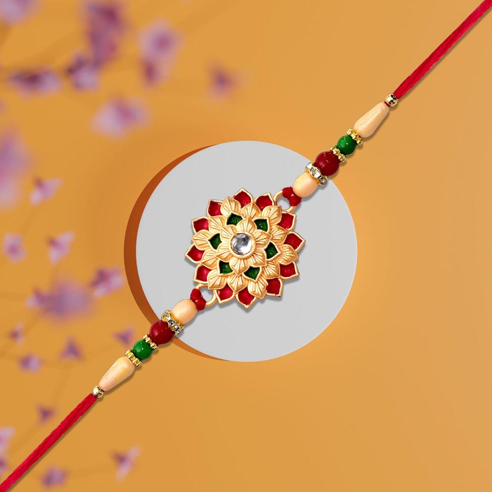 Flower Design Rakhi - Elegant Floral Thread for Brother