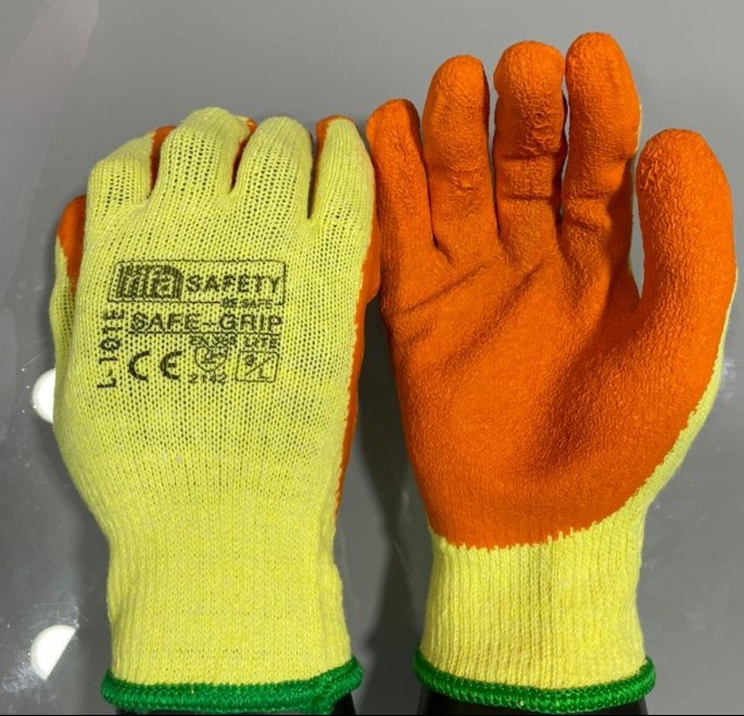 Rubber Coated Gloves - Color: Orange/yellow