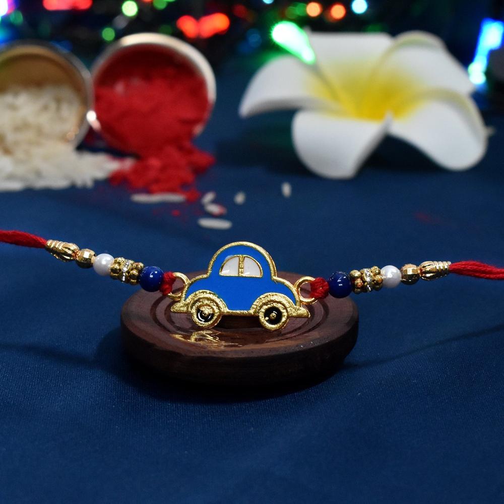 Blue Car Rakhi - Playful Kids Rakhi for Little Brothers