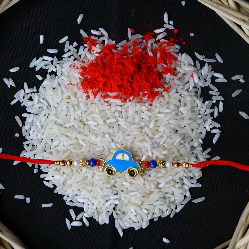 Blue Car Rakhi - Playful Kids Rakhi for Little Brothers