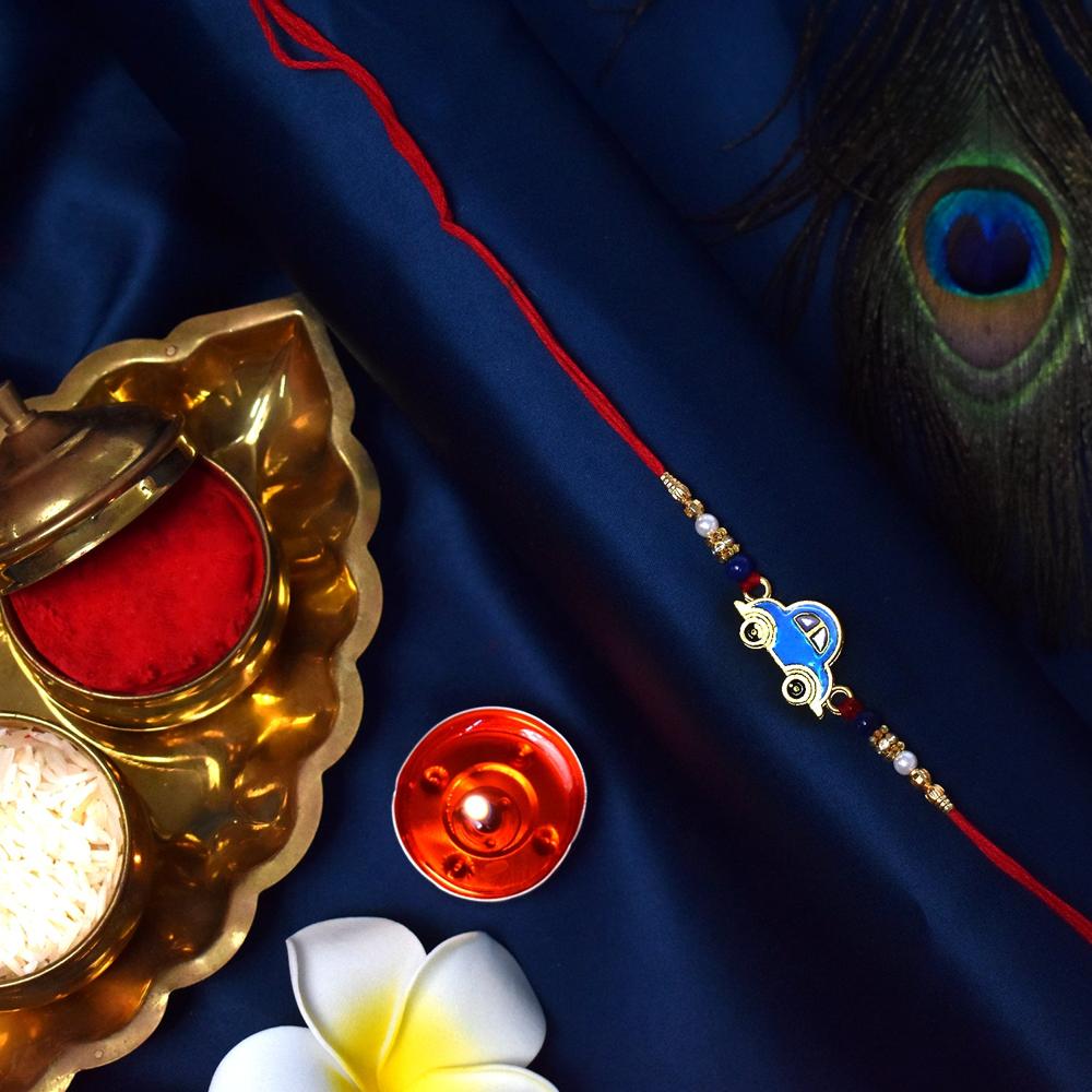 Blue Car Rakhi - Playful Kids Rakhi for Little Brothers