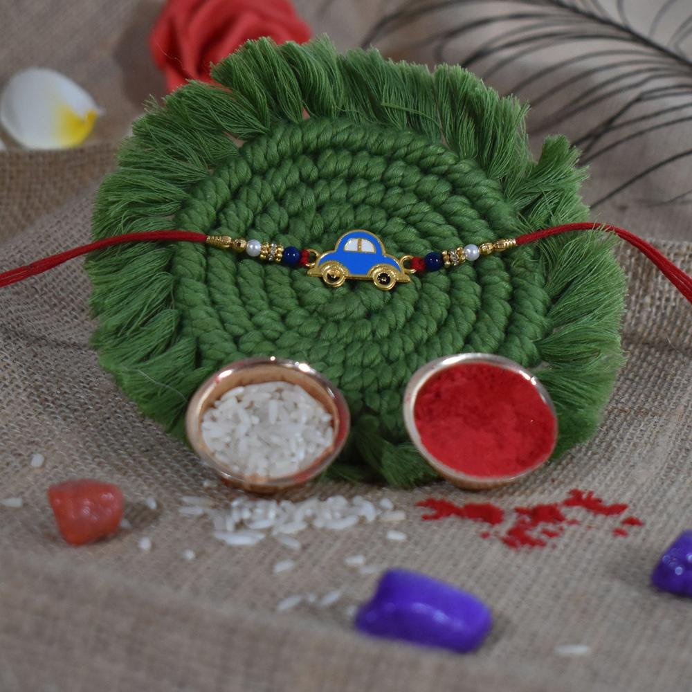 Blue Car Rakhi - Playful Kids Rakhi for Little Brothers