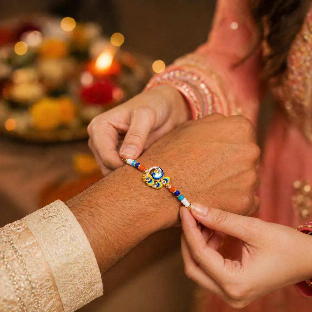 Designer Peacock Rakhi - Elegant Festival Thread for Brother