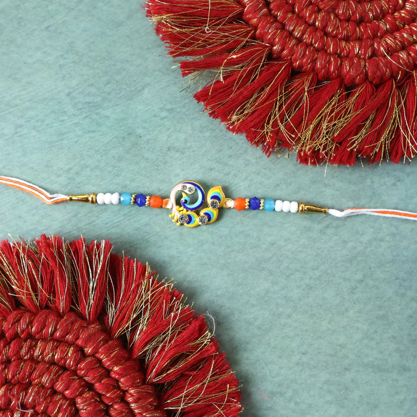 Designer Peacock Rakhi - Elegant Festival Thread for Brother