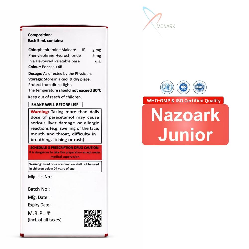 Phenylephrine Hydrochloride And Chlorpheniramine Maleate Syrup - Brand Name: Nazoark-junior