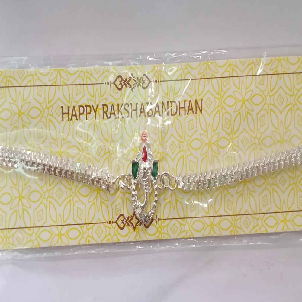 Ganesha Rakhi - Stylish Enamel & Silver Chain for Brothers