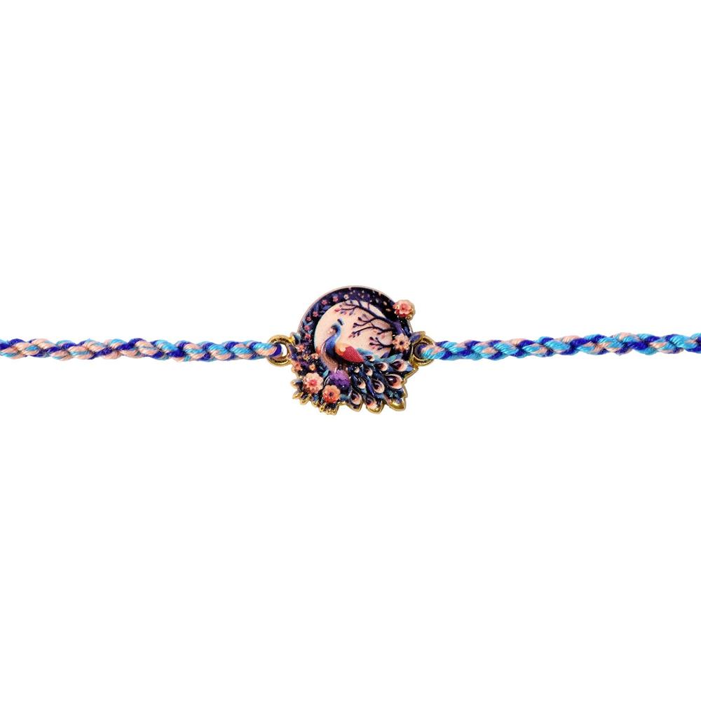 Peacock Floral Charm Rakhi - Traditional Dori for Brother