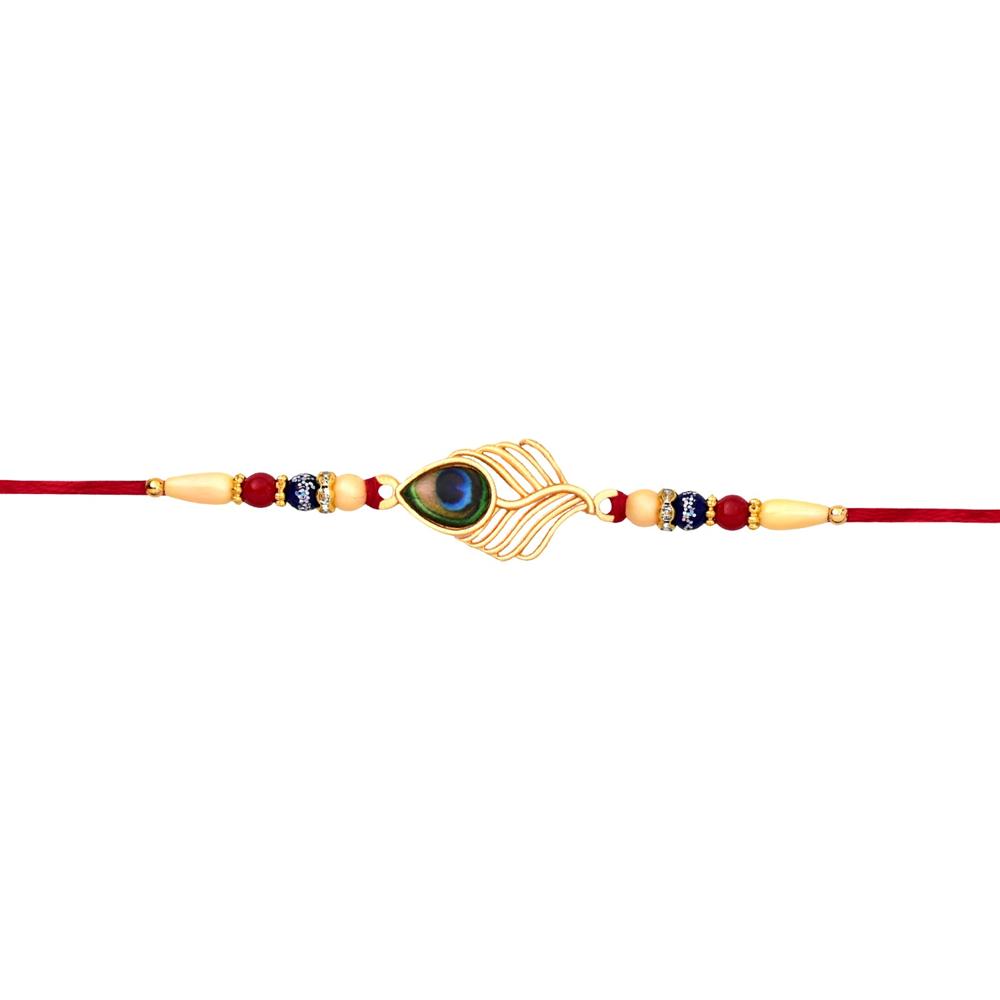 Peacock Rakhi, Elegant Beaded Design for Brothers, Handcrafted