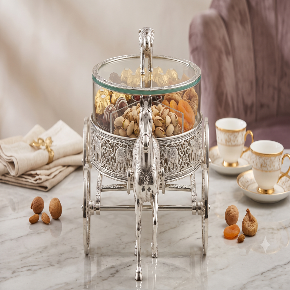 12 pc ctn German silver Plated Dryfruits Charriot