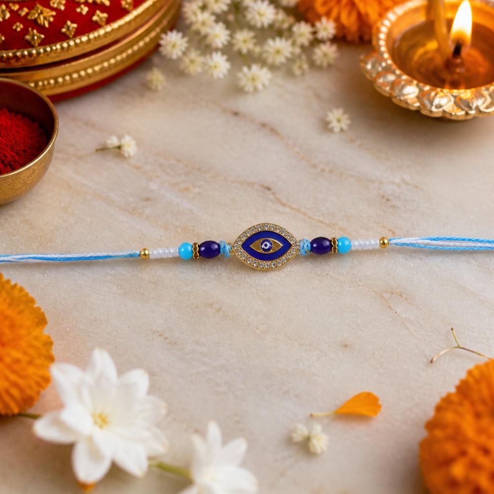 Evil Eye Rakhi - Crystal Beads & Stylish Traditional Design