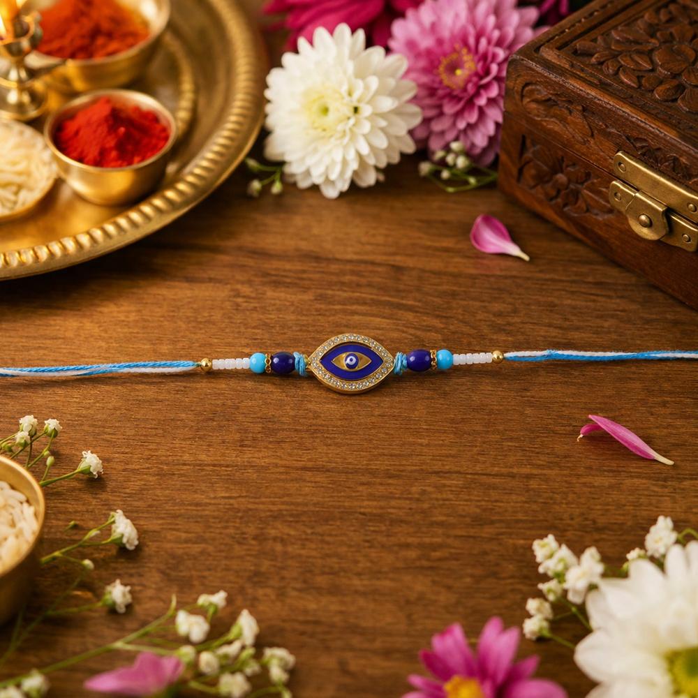 Evil Eye Rakhi - Crystal Beads & Stylish Traditional Design