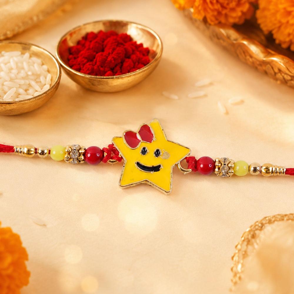 Smiley Star Rakhi - Comfortable Kids Rakhi for Raksha Bandhan