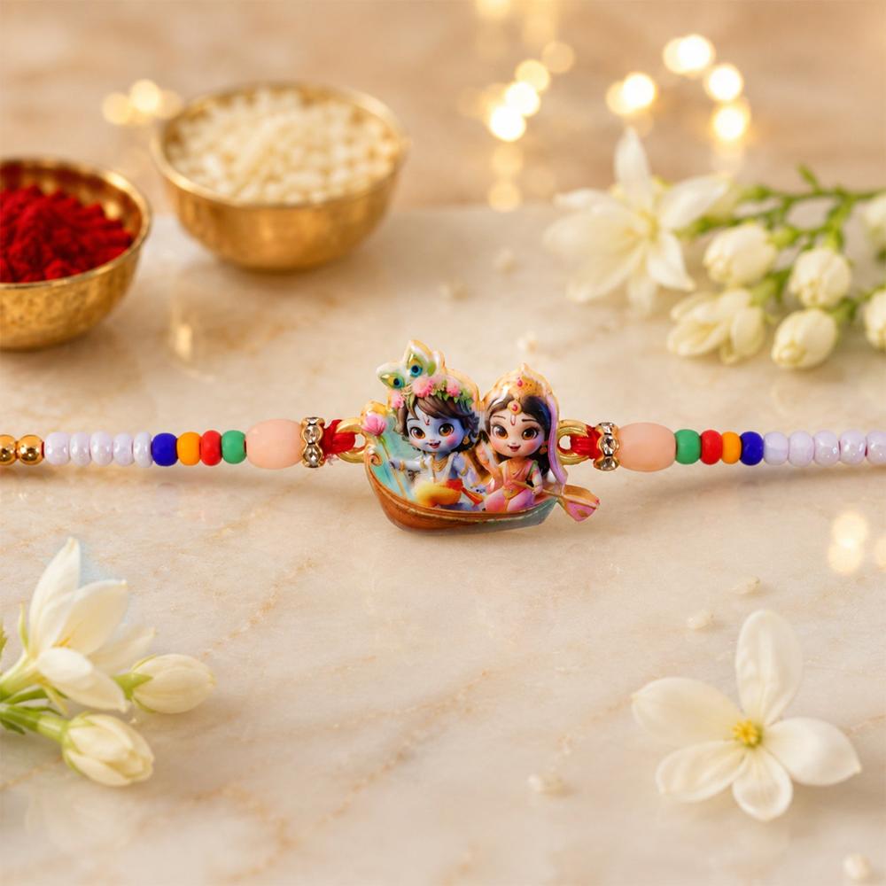Lord Krishna Radha Rakhi - Devotional Gift for Brother