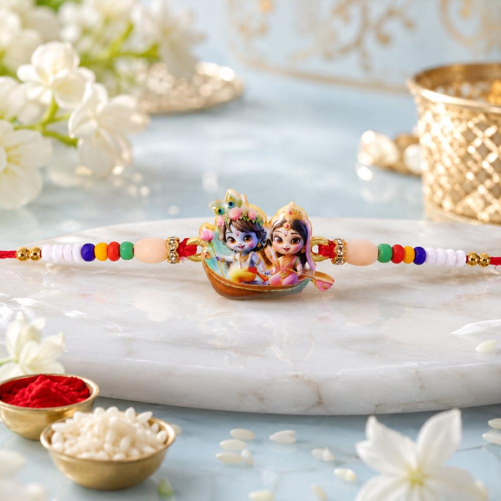 Lord Krishna Radha Rakhi - Devotional Gift for Brother