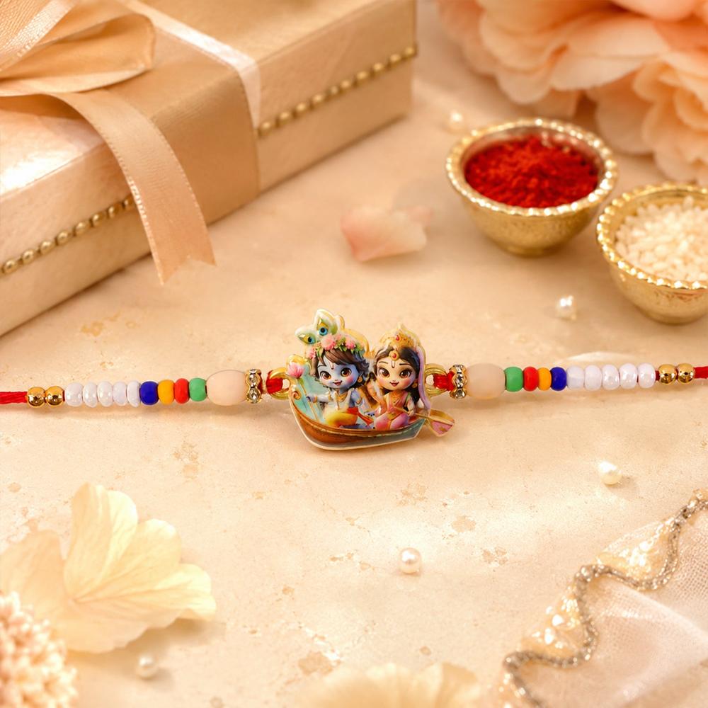 Lord Krishna Radha Rakhi - Devotional Gift for Brother