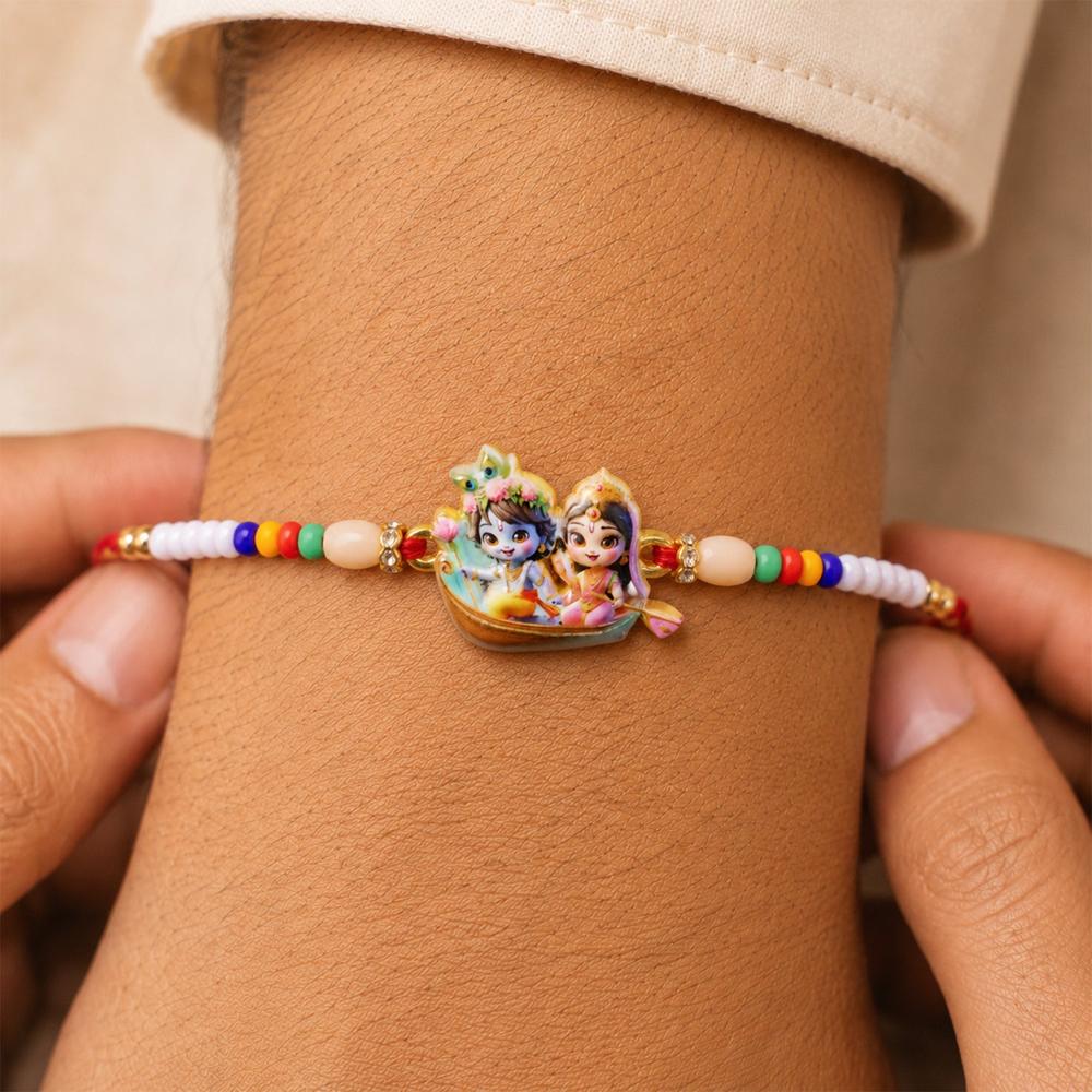 Lord Krishna Radha Rakhi - Devotional Gift for Brother
