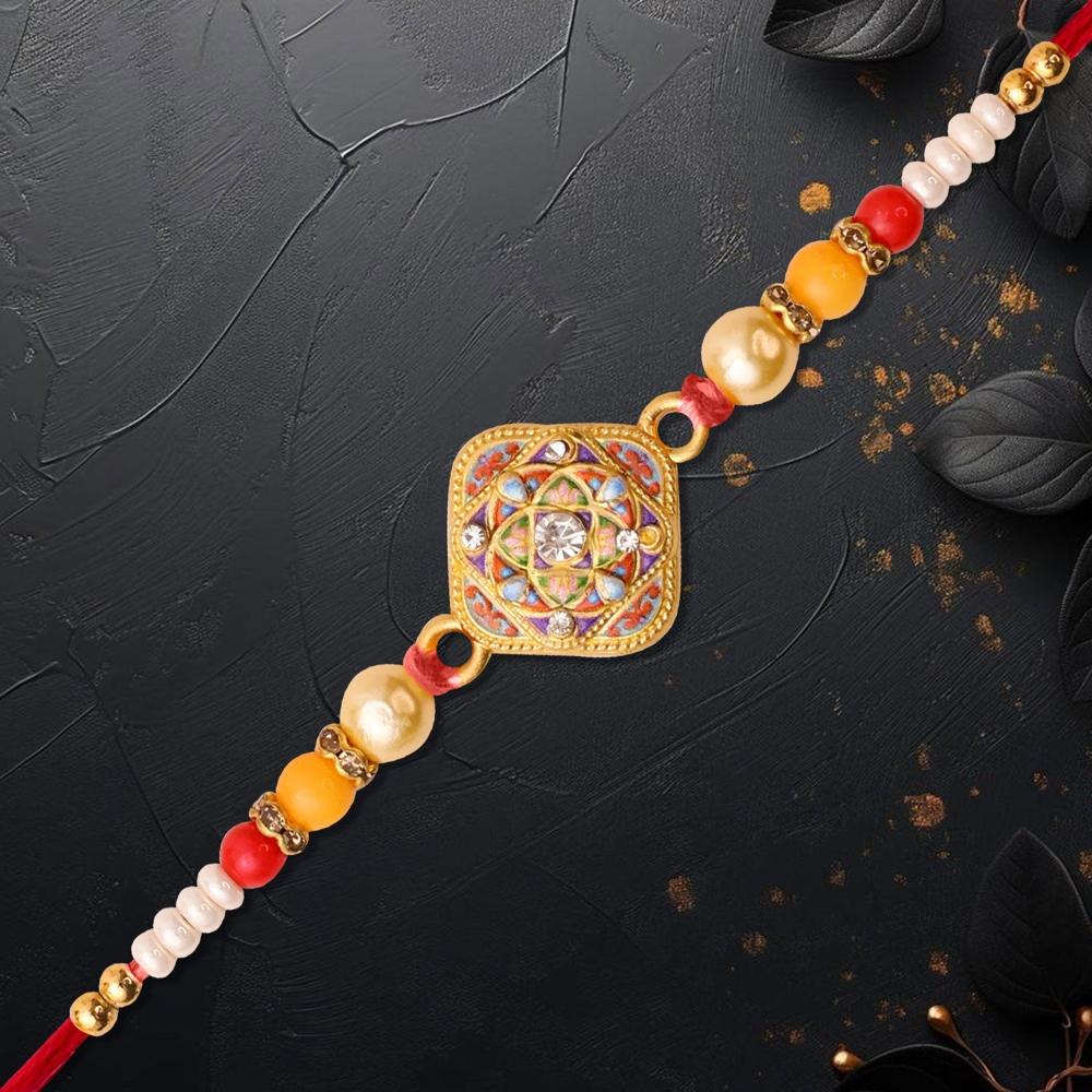Mandala Rakhi - Intricate Handcrafted Square Design for Brother